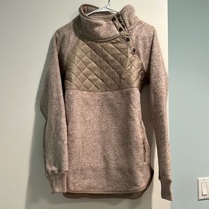 Abercrombie & Fitch faux leather asymmetrical snap fleece - M